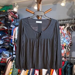 Lucky Brand Black Blouse with Tie Detail